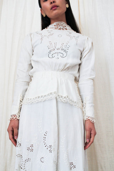 Edwardian Linen Ecru Crochet Lawn Dress