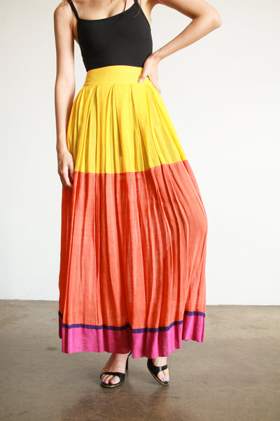 1980s Byblos Colorblock Silk Skirt
