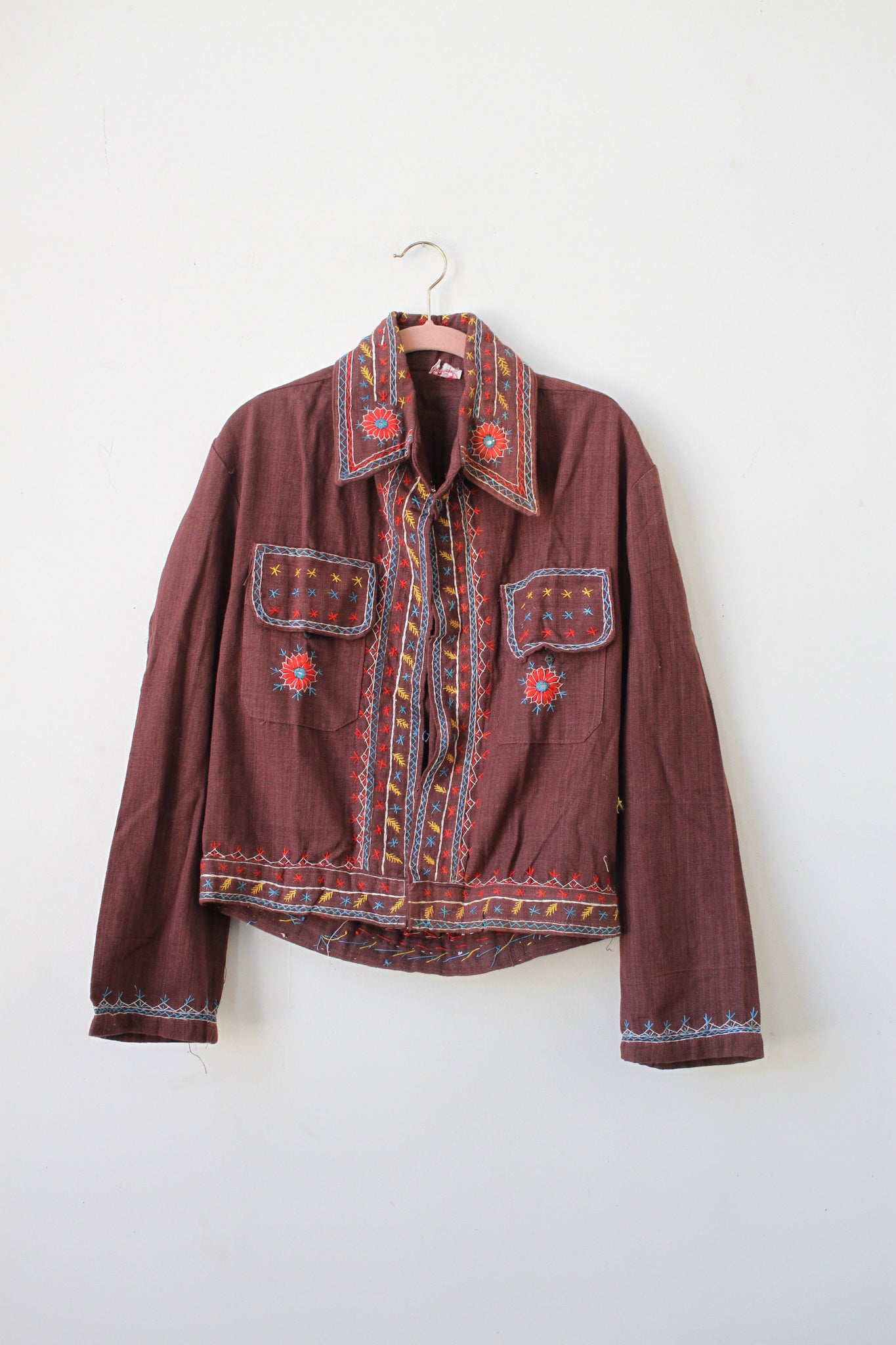 1970s Deadstock Indian Cotton Embroidered Jacket