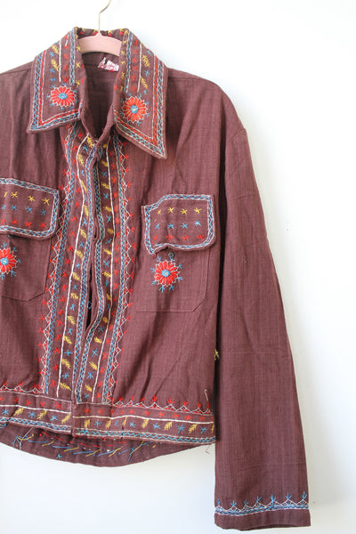 1970s Deadstock Indian Cotton Embroidered Jacket