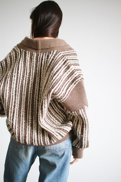 1980s Issey Miyake Wool Striped Oversized Cardigan