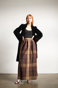 1980s Lord & Taylor Quilted Plaid Maxi Skirt