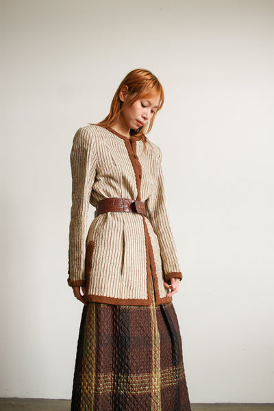 1980s Oscar de la Renta Quilted Striped Blazer