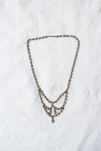 1920s Waterfall Rhinestone Brass Necklace