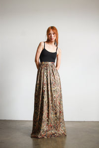 1980s Caroline Charles Wood Grain Lamé Skirt
