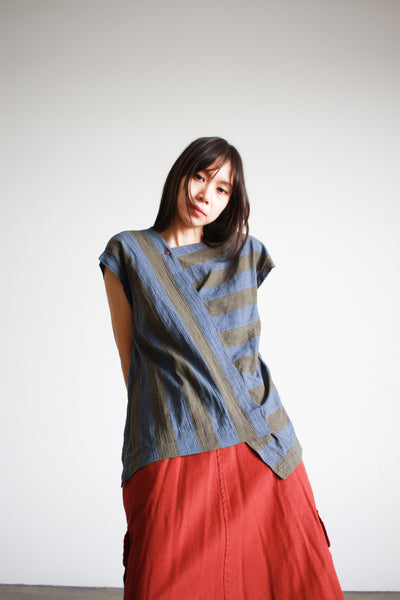 1980s Issey Miyake Striped Asymmetrical Shirt