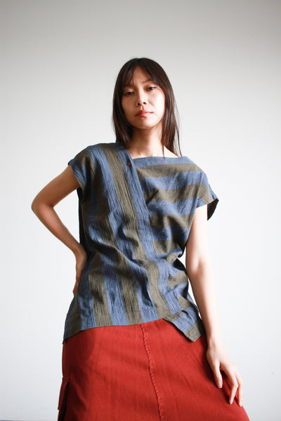 1980s Issey Miyake Striped Asymmetrical Shirt
