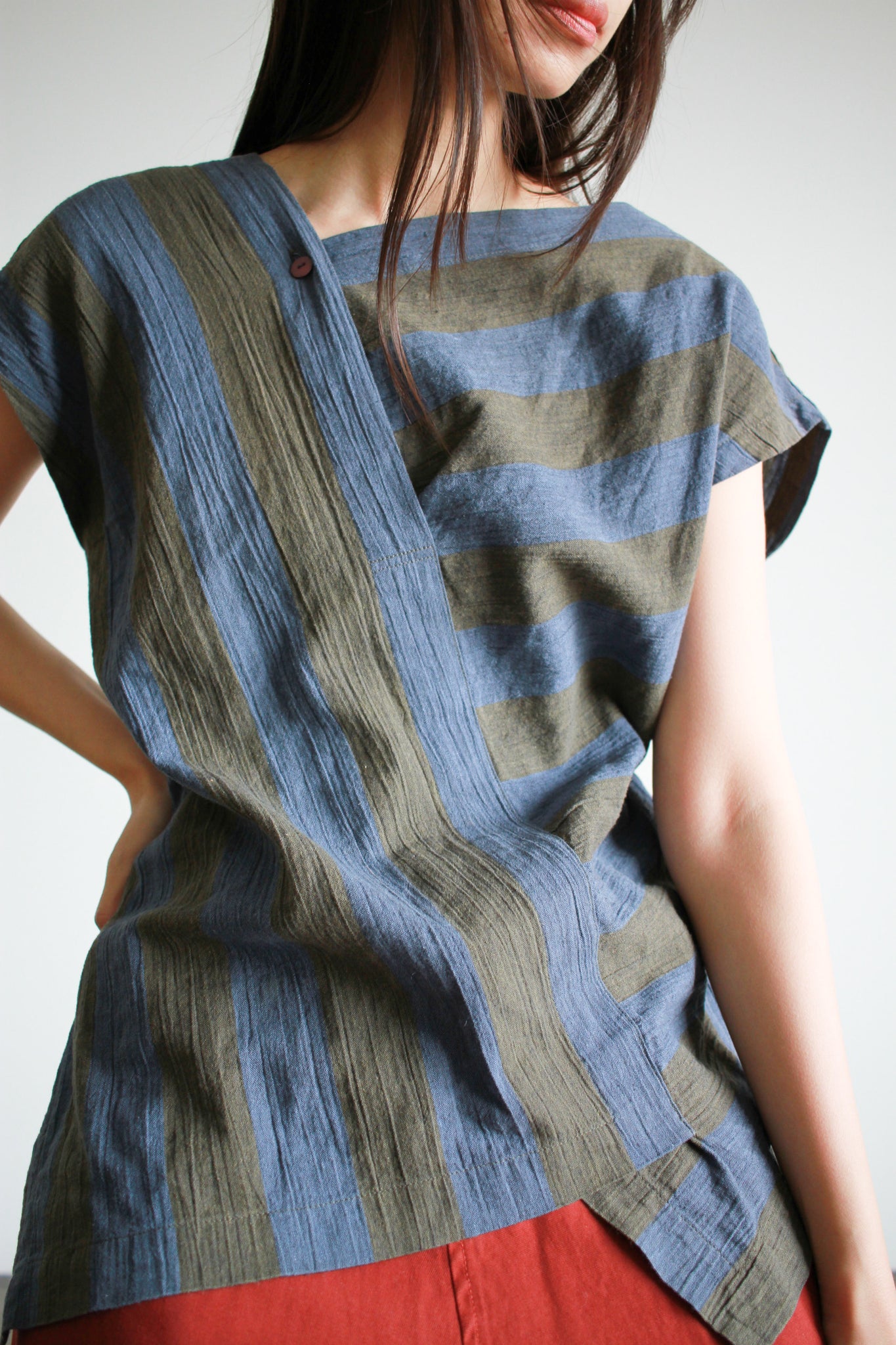 1980s Issey Miyake Striped Asymmetrical Shirt