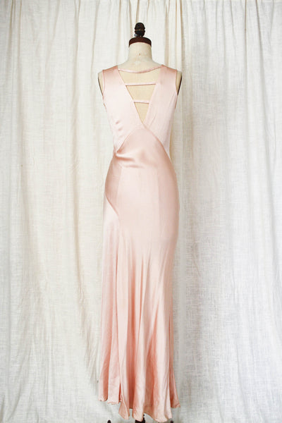 1930s Blush Pink Satin Bias-cut Dress