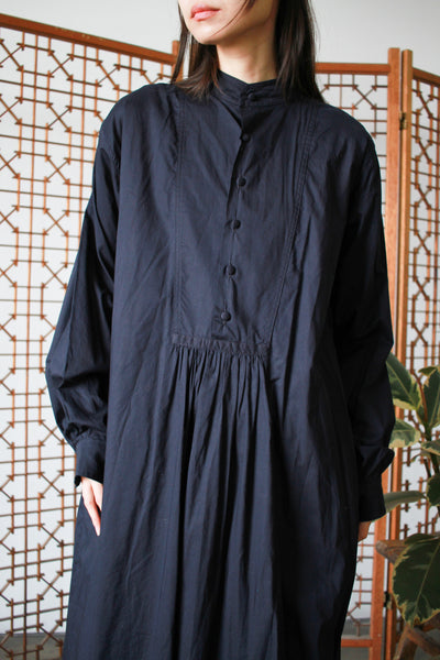 1990s Black Eskandar Brushed Cotton Dress