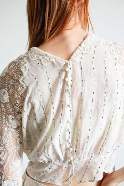 Edwardian Cotton Voile Striped Bodice