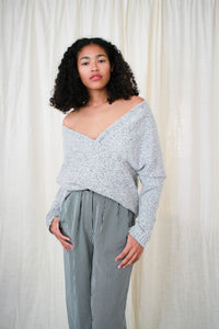 1990s Heather Grey Speckled Cotton Slouch Pullover