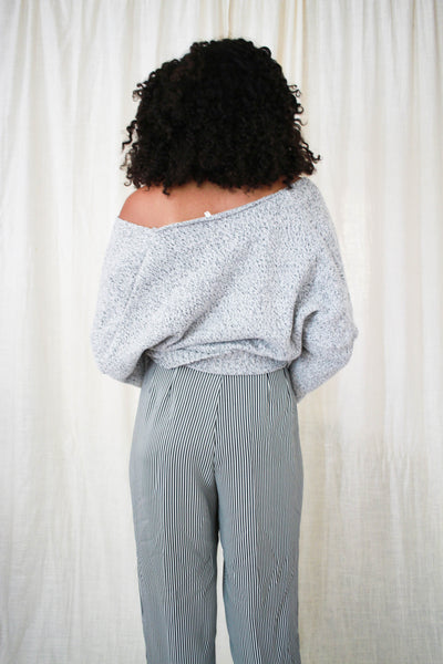 1990s Heather Grey Speckled Cotton Slouch Pullover