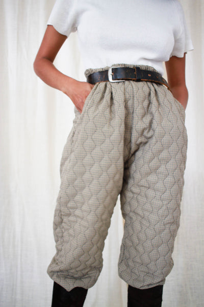 1980s Houndstooth Quilted Puffy Pants