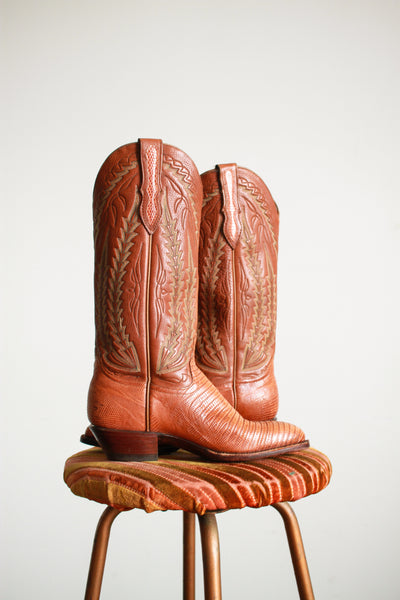 1980s Tall Leather Embroidered Cowboy Boots | 6