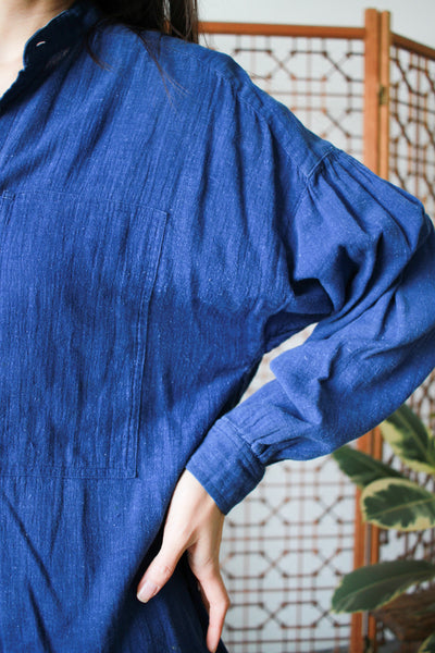 1980s Issey Miyake Plantation Indigo Gauzy Button Up