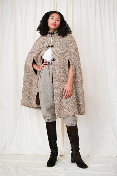1960s Speckled Brown Tweed Long Cape
