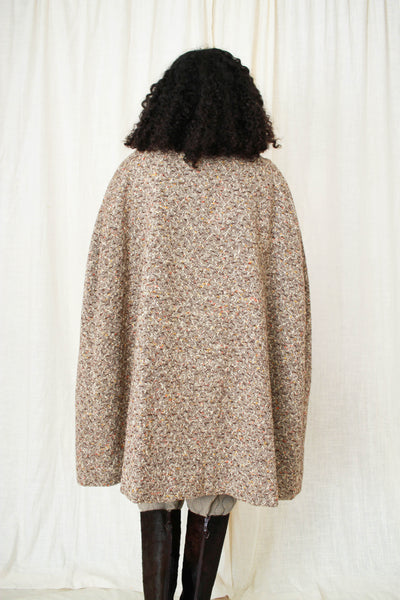 1960s Speckled Brown Tweed Long Cape