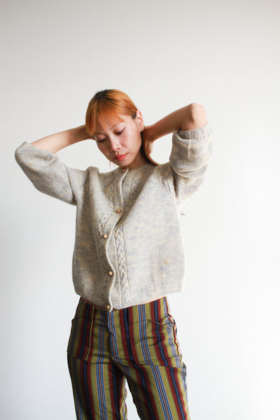 1960s Robins Blue Wool Knit Cardigan