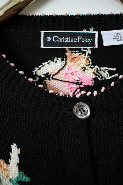 1980s Cherub Motif Heavy-Knit Cardigan