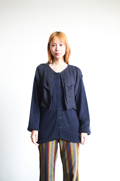1980s Navy Knit Vest Sweater