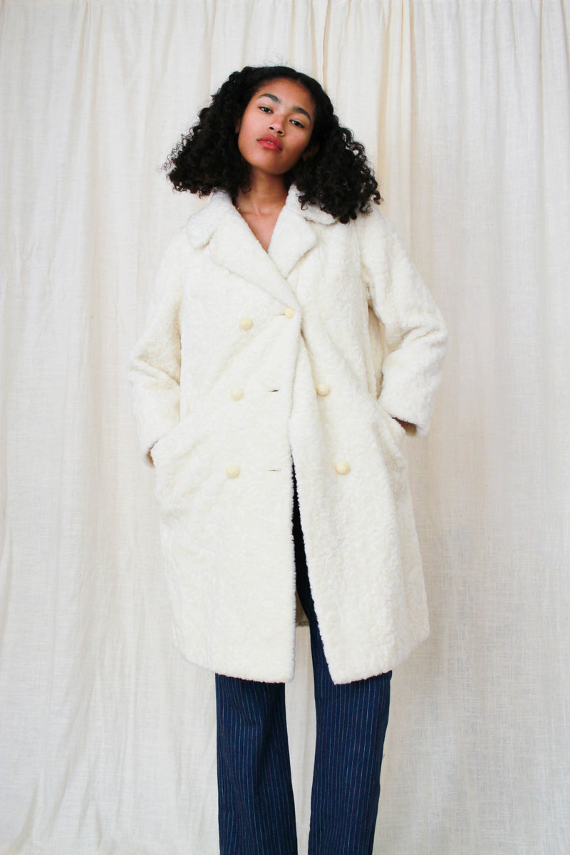 1950s Cream White Teddy Fur Coat – Blossom Vintage