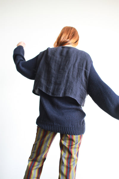 1980s Navy Knit Vest Sweater