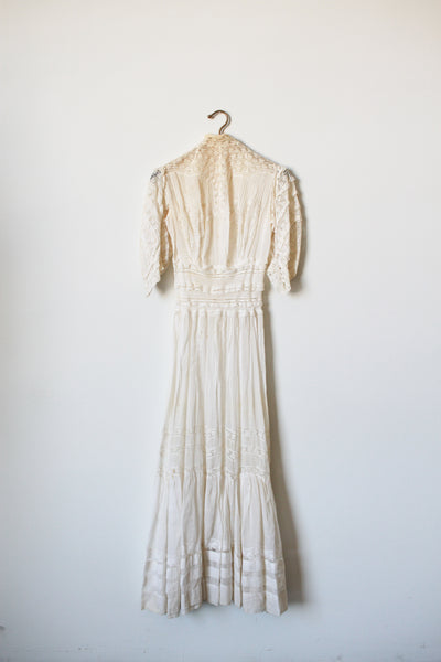 Edwardian Ecru Lace Embroidered Lawn Dress