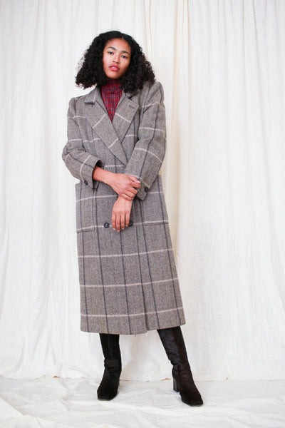1970s Herringbone Tweed Wool Structured Coat