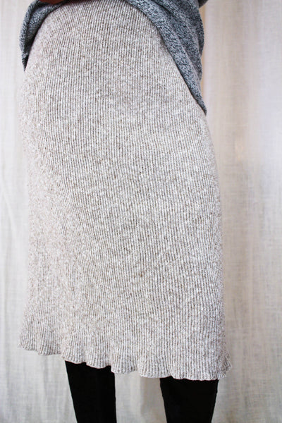1970s Beige Speckled Ribbed Woven Skirt