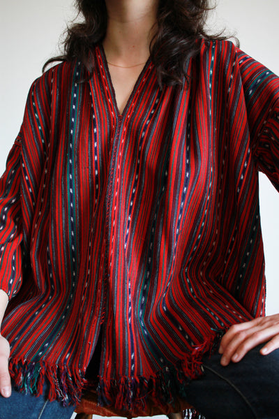 1970s Guatamalan Woven Cotton Embroidered Tunic
