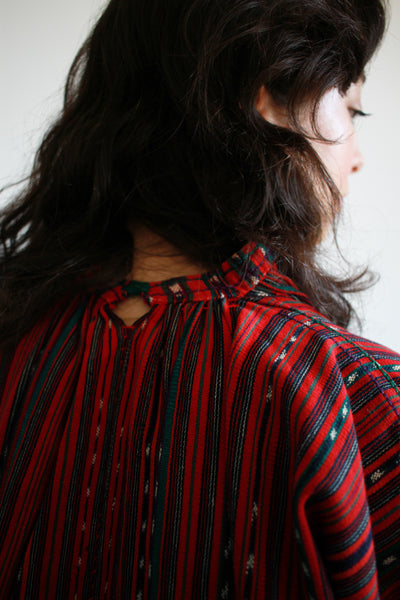 1970s Guatamalan Woven Cotton Embroidered Tunic