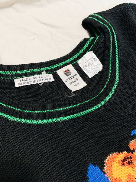 1980s Ungaro Black Knit Label Sweater