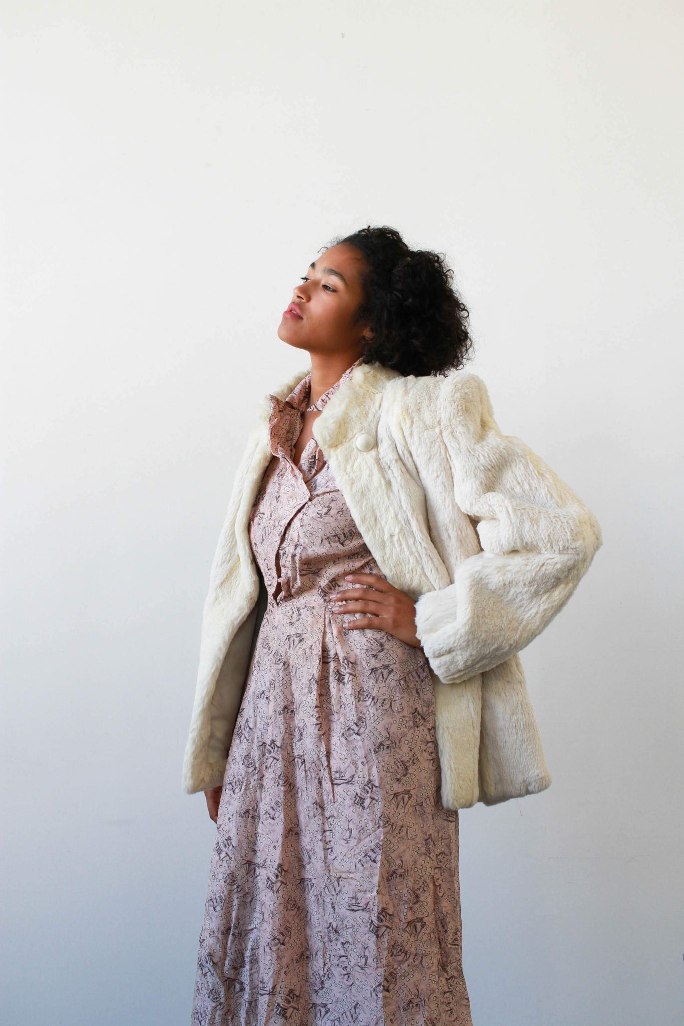 1960s Soft Snow Rabbit Fur Coat