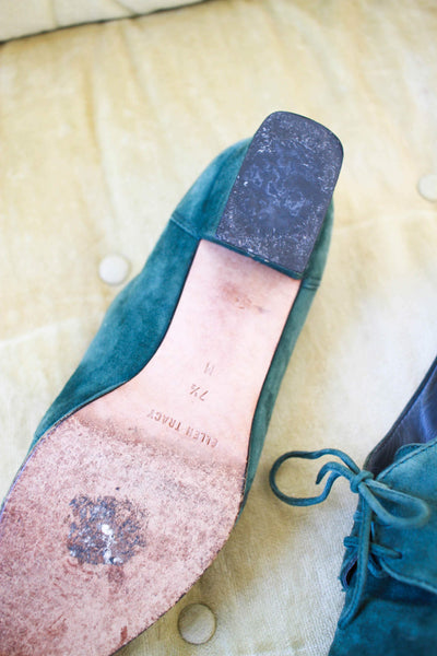 1980s Hunter Green Suede Shoes | 7.5