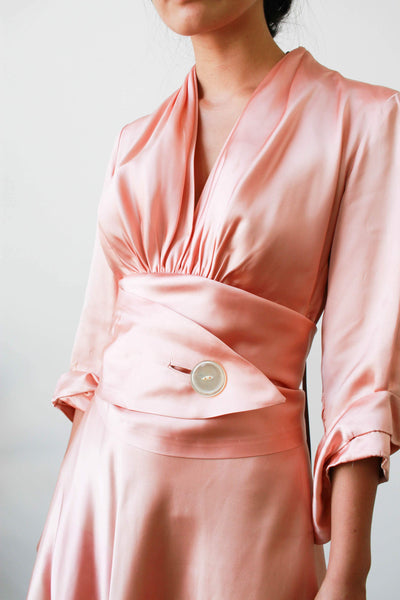 1940s Ballet Pink Satin Party Dress