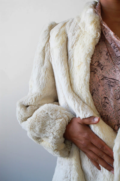 1960s Soft Snow Rabbit Fur Coat