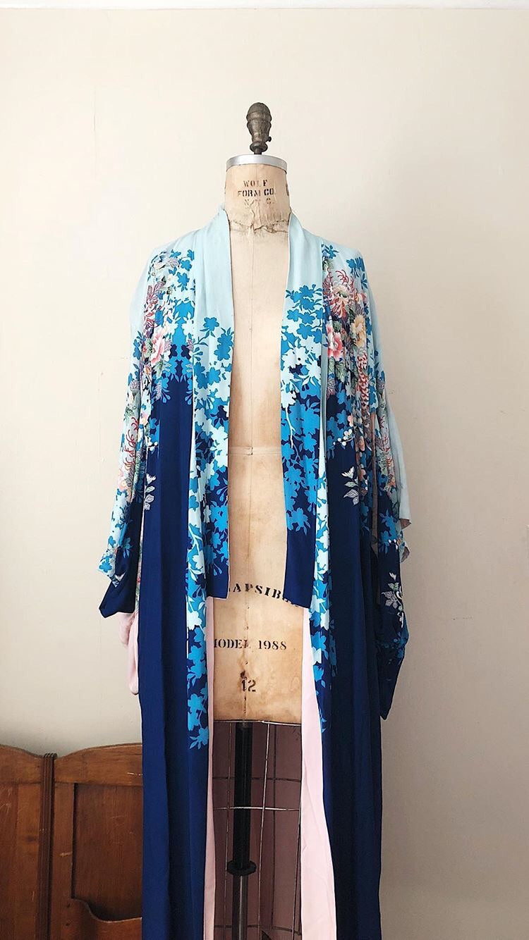1940s Reversible Rayon Kimono
